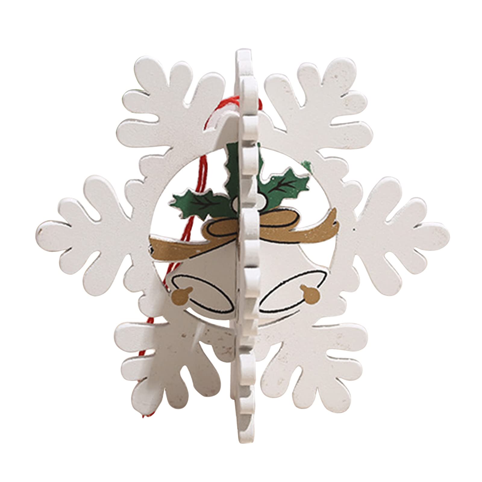 Xinsheinelry Christmas Hanging Ornament Tree Decoration Wooden Farmhouse Snowflake Star Decor Tree Ornament for All Holidays