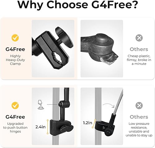 Miniatura 6 de G4Free Sombrilla de playa ajustable UPF 50+ XL con abrazadera universal para silla, cochecito, silla de ruedas, carrito de golf, grada, patio