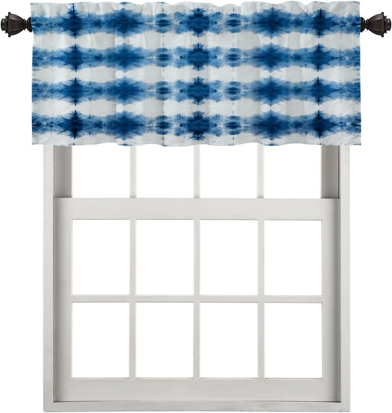 Stripe Indigo Blackout Kitchen Curtains,Blue Stripe Denim Tie Dye Ink Bleed Stripeseamless Short Curtains for Windows Insulated Thermal Bathroom Window Curtain 1 Pack 52X18 Inches