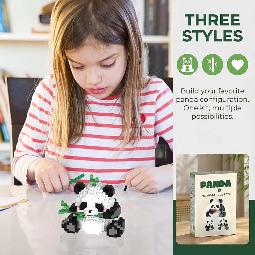 Panda Mini Building Blocks Set, Panda Building Bricks Toy,Cute Animals Building Sets for Adults and Kids Age 9+ - Image 3