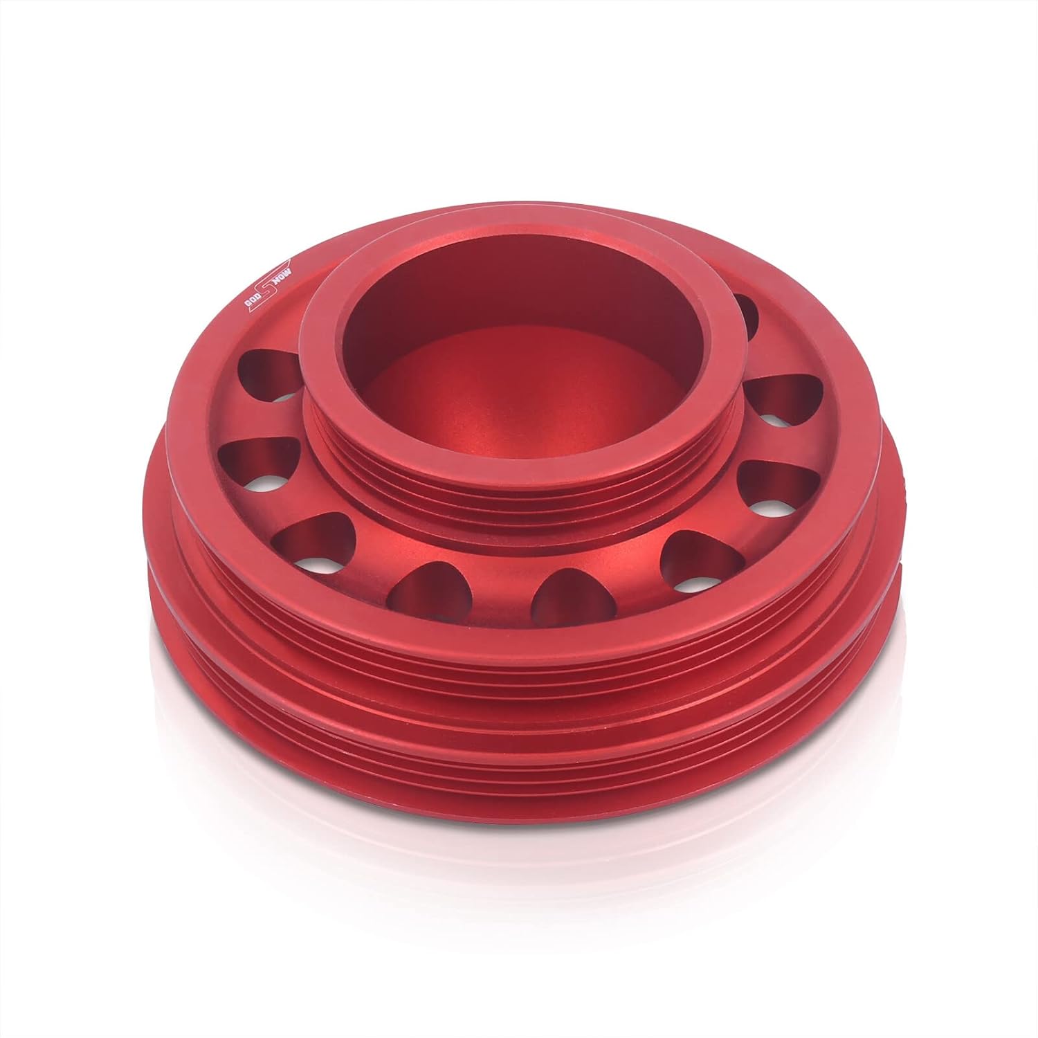 AJP Distributors JDM Upgrade Light Weight Aluminum Crank Shaft Crankshaft Pulley Wheel Red Compatible/Replacement For Civic CRX Del Sol D-Series SOHC Engines D15 D16 1.5L 1.6L