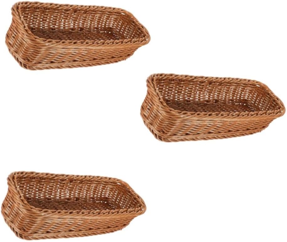 3pcs Imitation Rattan Snacks Basket Desktop Cutlery Basket Woven for Home Storage for Shelves