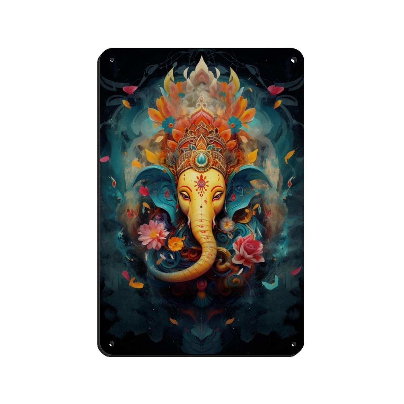 Hindu Ganesha Decor (2) Retro Poster Metal Tin Sign Chic Art Retro Iron Painting Bar People Cave Cafe Family Garage Poster Wall Decoration 8x12inch(20x30cm)