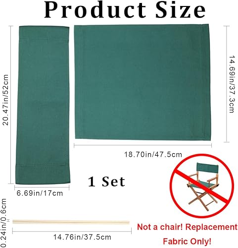 Miniatura 3 de GORGECRAFT Juego de fundas de repuesto para silla de director de 19 20 x 7 15 pulgadas, fundas de asiento y respaldo con dos palos de madera,