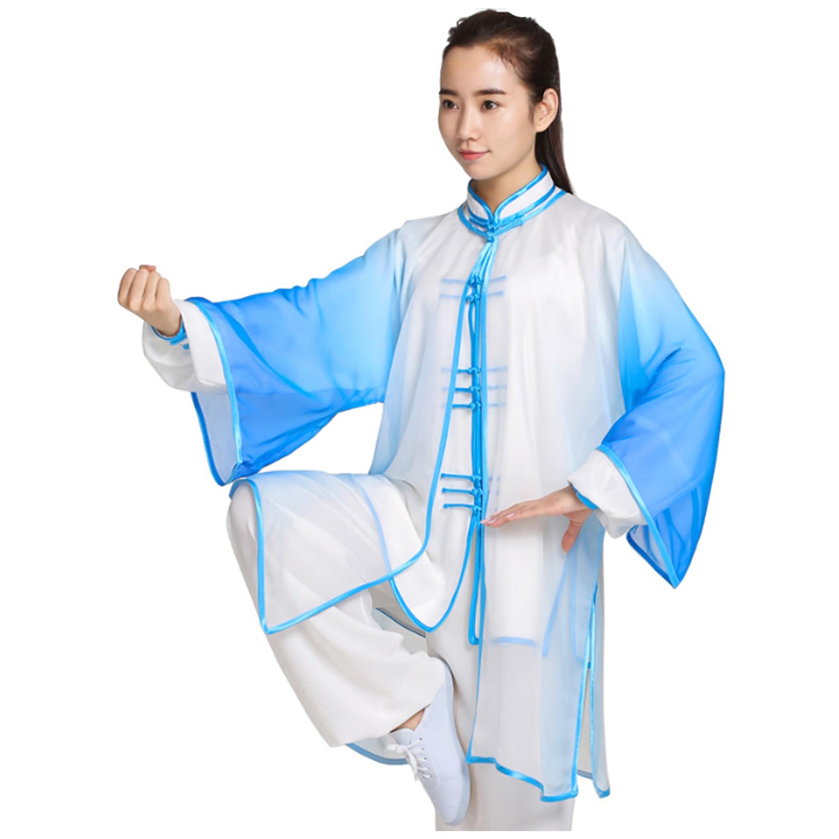 Damen Tai Chi Anzug Kampfsport Kleidung Chinesischer Kung Fu Tencel Schleier Hanfu Anzug Für Wing Chun Zen Meditation