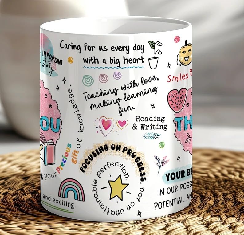 Image of DAYS Personalised Favorite Teacher's Name Teacher Appreciation and Gratitude Mug 'Thank You for' Positive Gift for Teacher for Lovely Messages Gift for Teacher's Helping Me to Grow