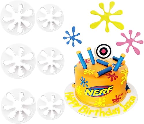 Miniatura 4 de Honbay Juego de cortadores de galletas de plástico con salpicaduras de pintura para cupcakes, pasta de goma para fondant, para decoración de