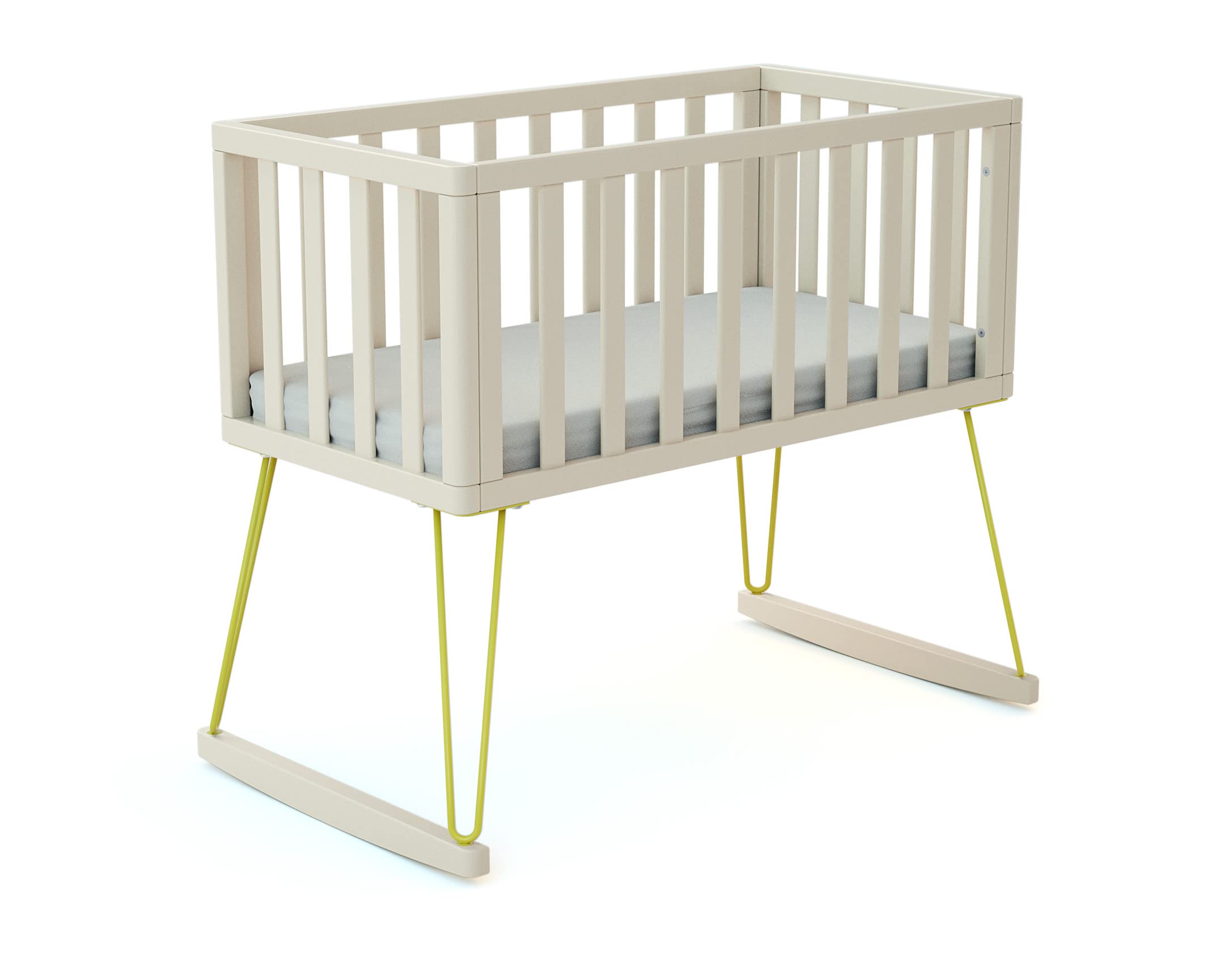Culla a dondolo neonati legno ONLY - Giallo - 40 x 80-90 x 52 x 75 cm