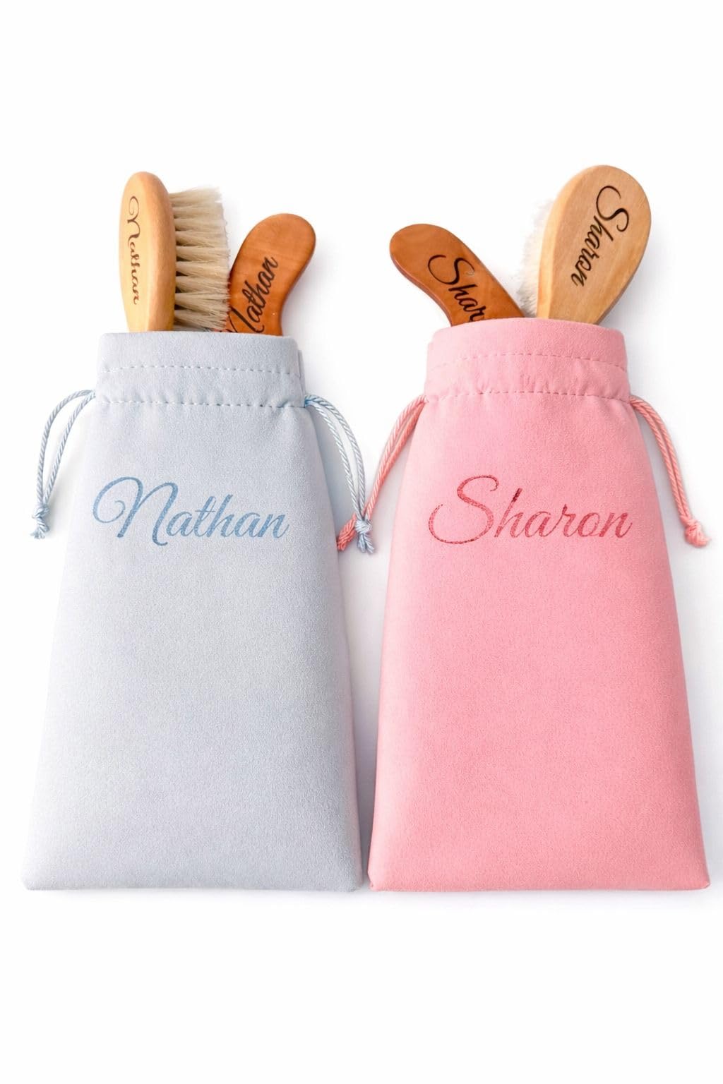 Personalised Baby Brush and Comb Set, Wooden Baby Hairbrush, Engraved Name Brush, Baby Shower, New Mom Gift, Newborn Gift,Baby Keepsake