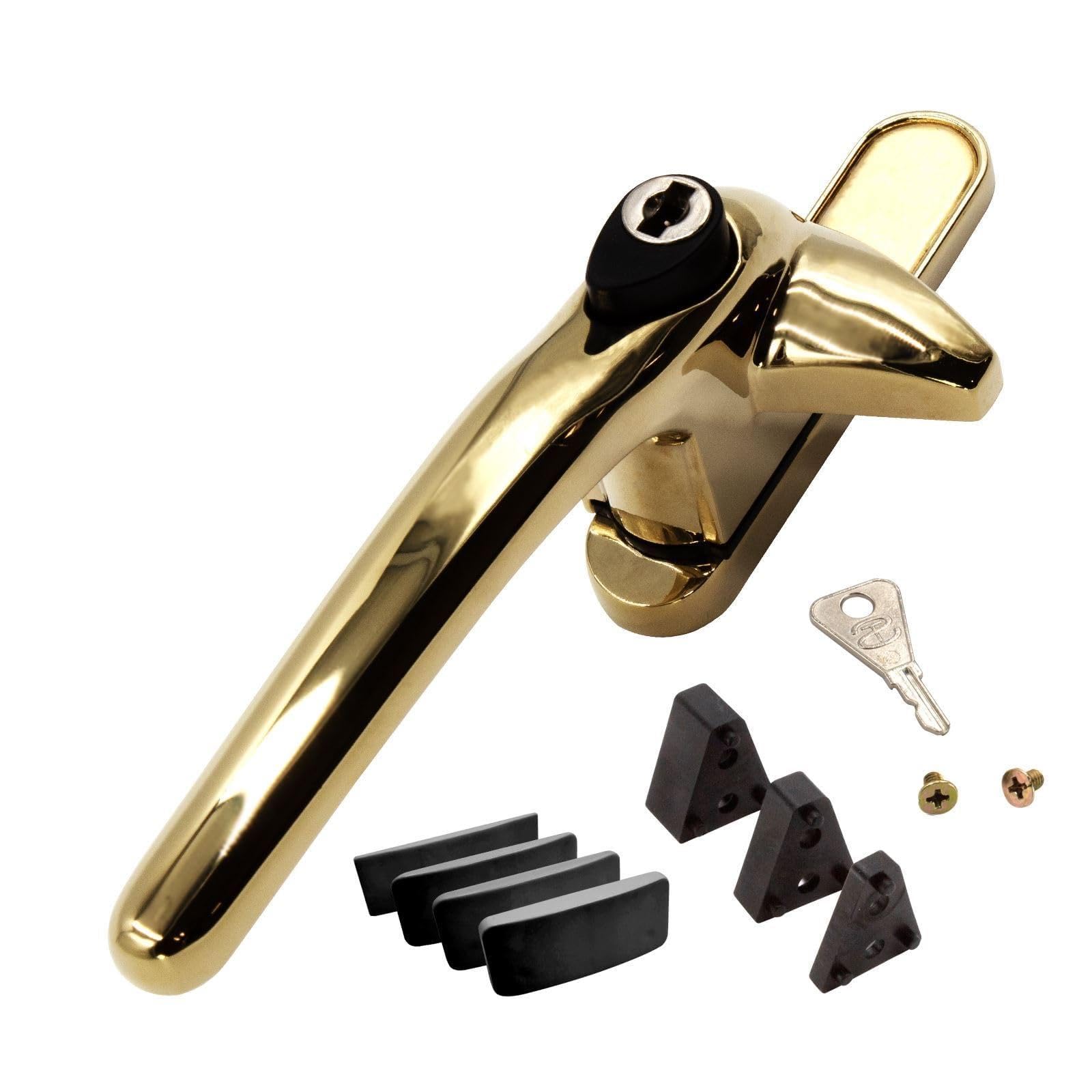 Universal Cockspur Window Handle Kit (3 Pack) - Left, Polished Gold/Black
