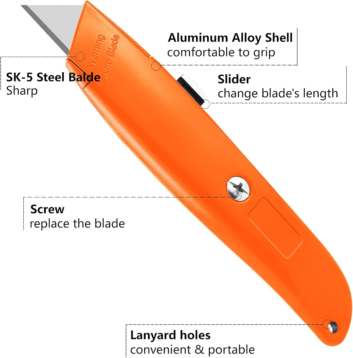 DIYSELF 2 Pack Box Cutter Retractable with 10 Pack Utility Knife Blades, Sharp SK5 Steel Utility Blades, Box Cutters for Cardboard, Paper, Carton(Orange)
