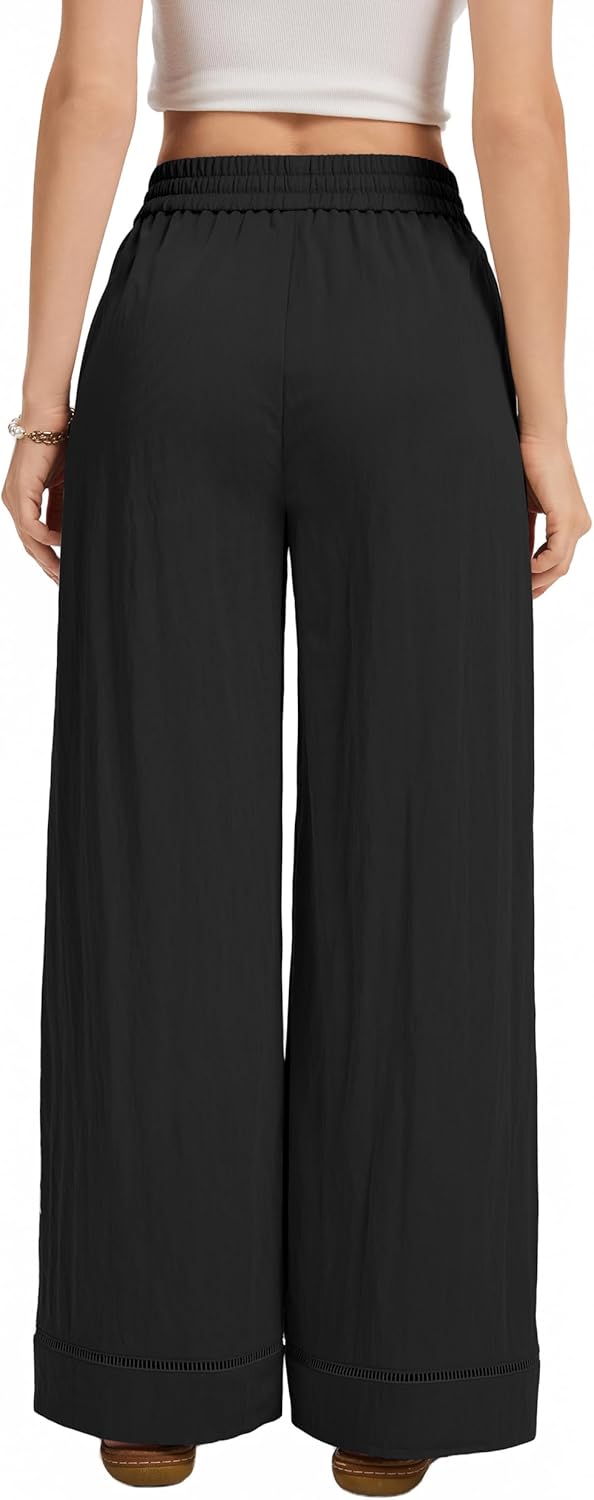 Casual Loose Pants Women's Summer Elastic Drawstring Waisted Cropped Trousers - Image 6