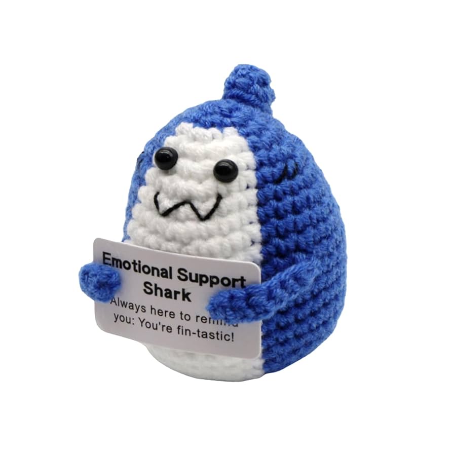 Bambola Emotional Support Shark All'Uncinetto - Morbida, Divertente, Regalo Positivo