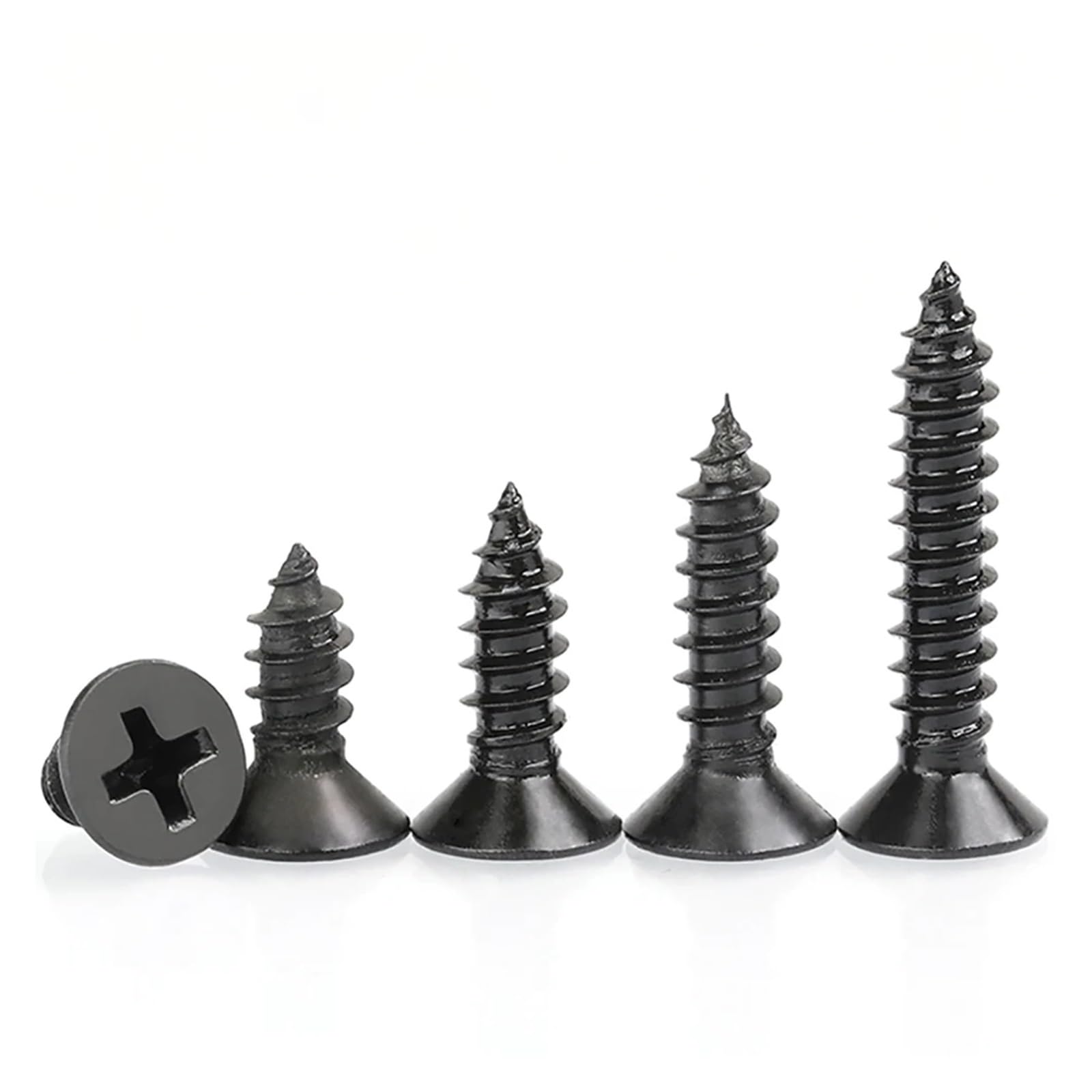 Tornillos Tornillos autorroscantes Tornillo de Ace 100 Tornillos autorroscantes de Cabeza avellanada Plana en de Acero al Carbono Negro M3 for Uso eléctrico o en Madera(M3 x100pcs*30mm)