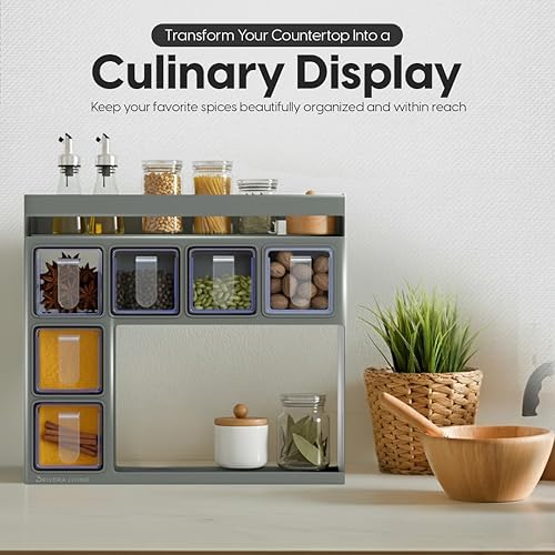 Miniatura 2 de Organizador de especias para gabinete solución de almacenamiento para ahorrar espacio en la cocina, soporte de pared o organizador de encimera para