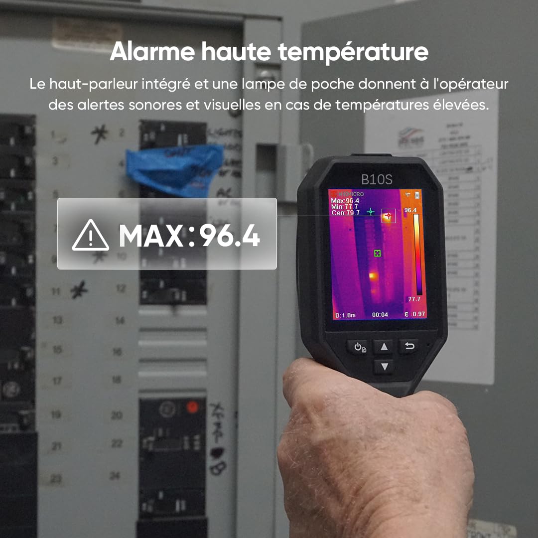 HIKMICRO B10S Caméra thermique 256 x 192 Résolution IR avec caméra visuelle 2MP, Caméra d'imagerie thermique pour l'inspection des maisons, 25 Hz, LCD 3.2" 640 × 480 Résolution, IP54, -20°C~550°C