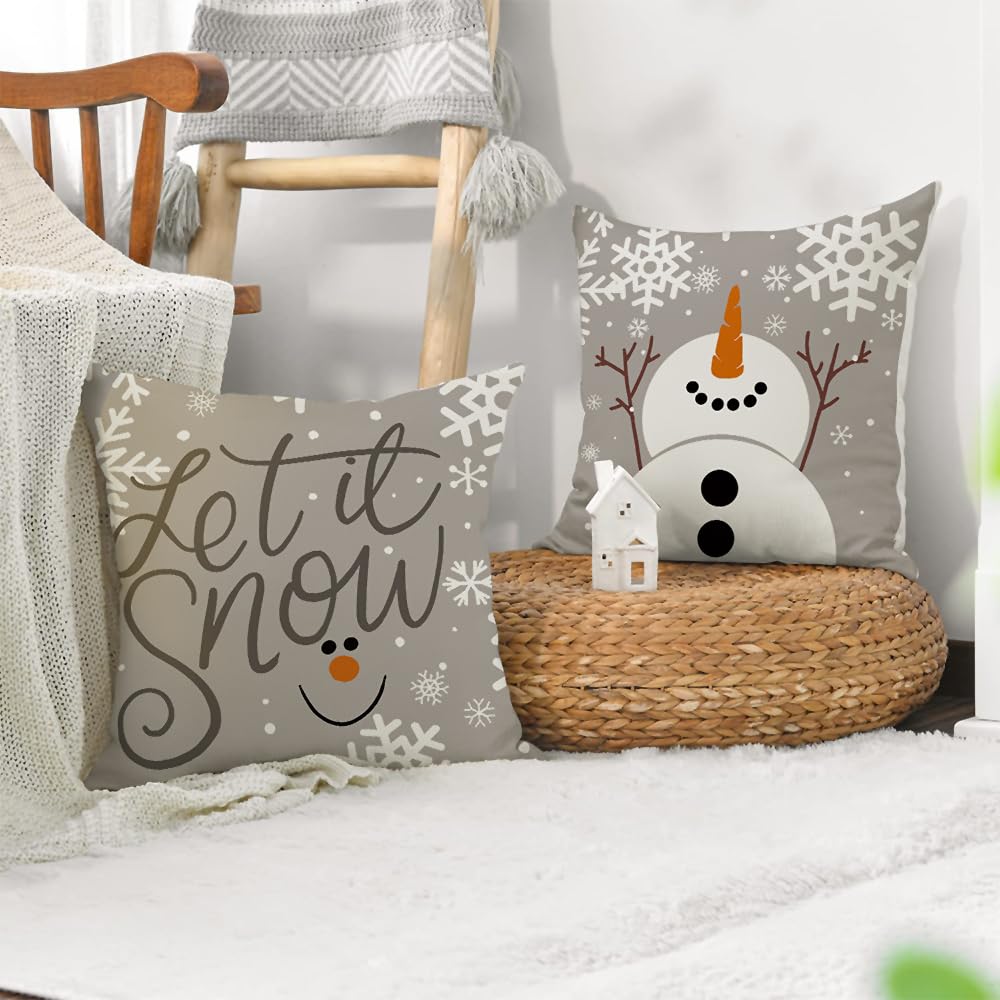 Lot De 4 Housses De Coussin De Noël - 45x45 Cm - Coton Décoratif Pour Canapé, Intérieur - 9
