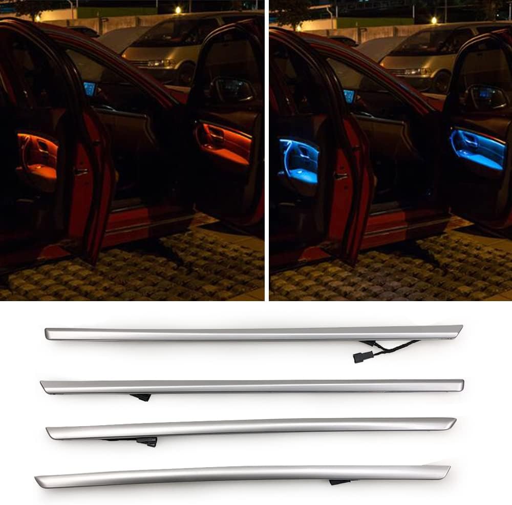 Car Interior Door LED Lighting Ambient Light Trim Strip Accessories for BMW 3 Series F30 F31 320i 328i 330i 335i 340i Door Two-Color Atmosphere Lamp Replacement Cover (Silver)
