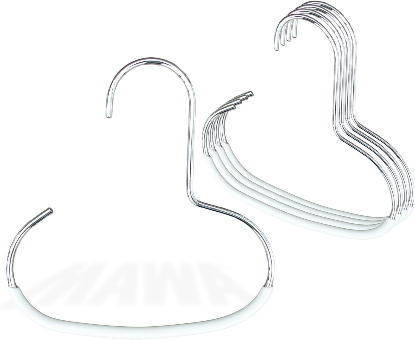 Mawa Scarf, Shawl, Belt, and Accessory Organizer, Non-Toxic Metal Hanger with Grip Coating, Easy Access Open Hook, Model G-1 Space Saving Design, Set of 5, White