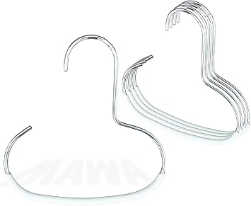 Mawa Scarf, Shawl, Belt, and Accessory Organizer, Non-Toxic Metal Hanger with Grip Coating, Easy Access Open Hook, Model G-1 Space Saving Design, Set of 5, White