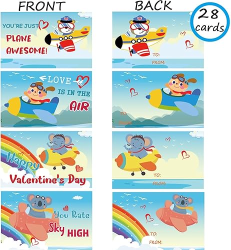 Miniatura 2 de WODMAZ Paquete de 28 regalos para el día de San Valentín para niños, aviones de espuma con tarjetas de San Valentín para niños, premio de