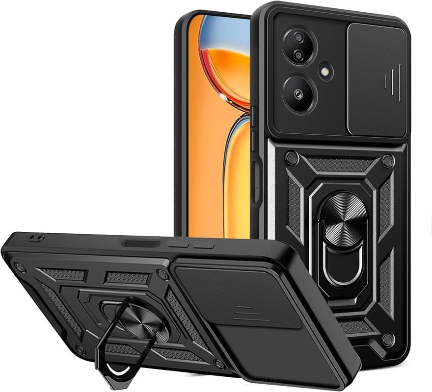Image of AIBEX Back Cover for Oppo A79 5G | D10 Tough Armor Case | Sliding Camera Shield | 360 Protection | Kickstand Ring Holder | Military-Grade Shockproof Bumper Case