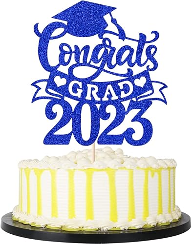 Palasasa Congrats Grad - Decoración para tartas, letrero decorativo de graduación 2023, decoración de fiesta de graduación para escuela secundaria,