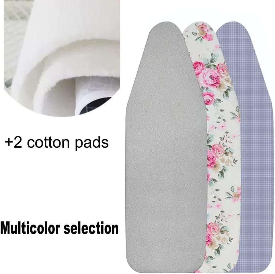 ZJIEX Ironing Board Cover, Flower Print Iron Board Cover with Thick Padding, Scorch Resistant Heat Insulation Ironing Board Replacement Cover (Color : Silver, Size : 43"x13"(110x34cm))