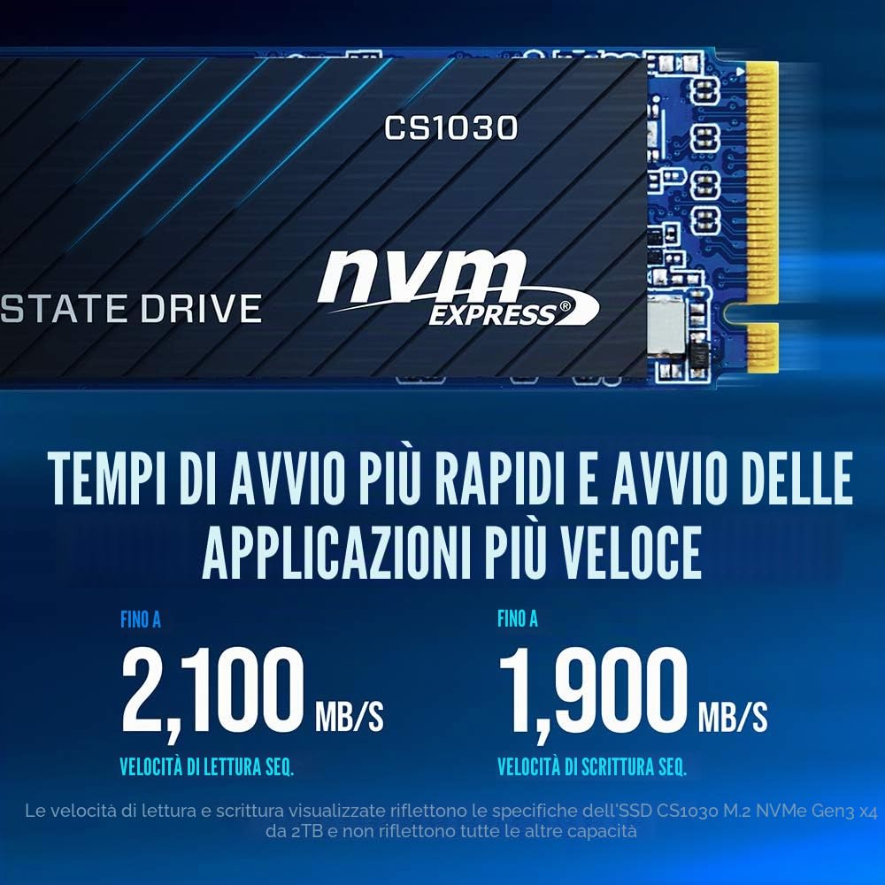 PNY CS1030 250GB M.2 NVMe PCIe Gen3 x4, 2500MB/s Velocità di lettura, 1100MB/s Velocità di scrittura Internal Solid State Drive (SSD)
