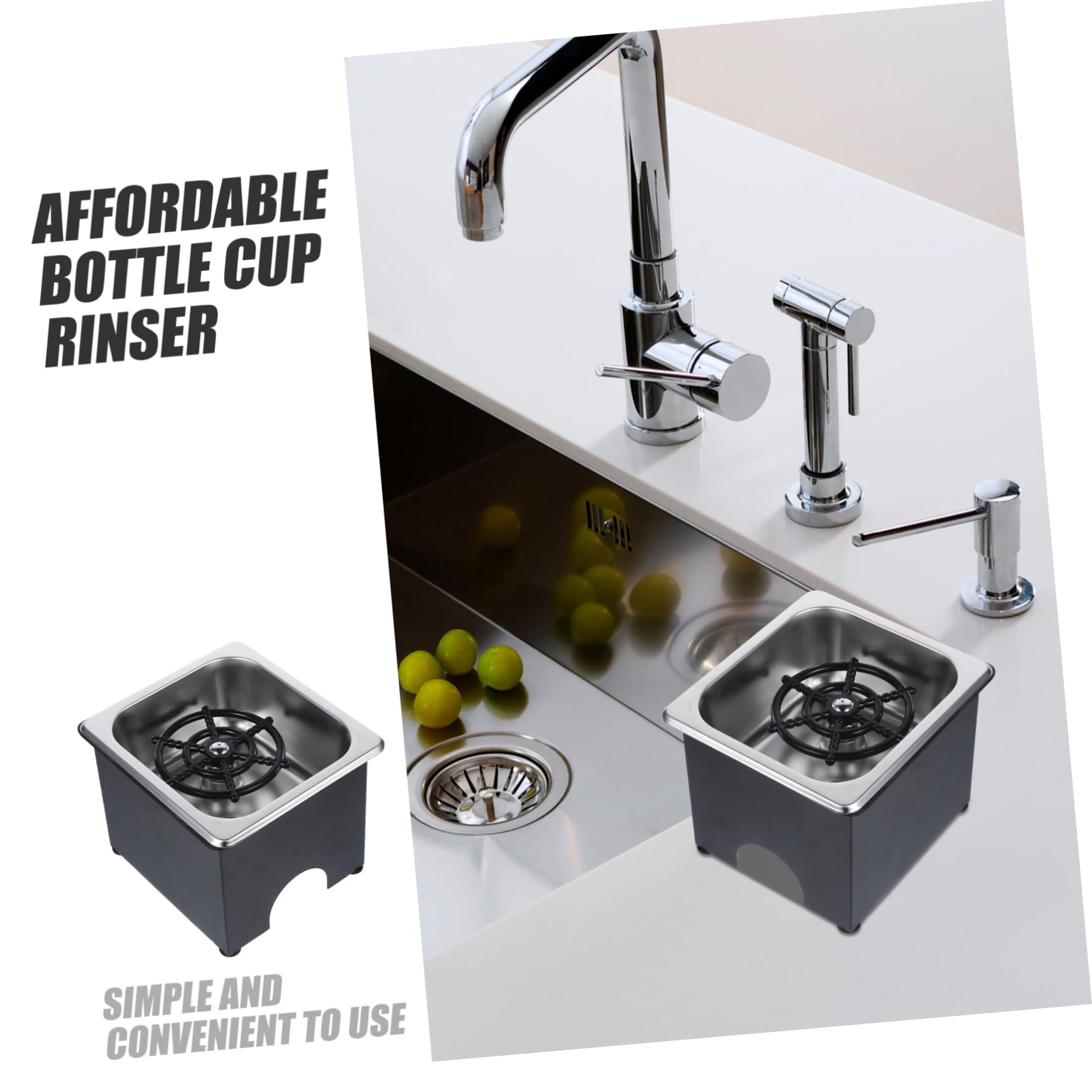 Rince-verres de Bar en Acier Inoxydable 1 Set pour Lavage Rapide