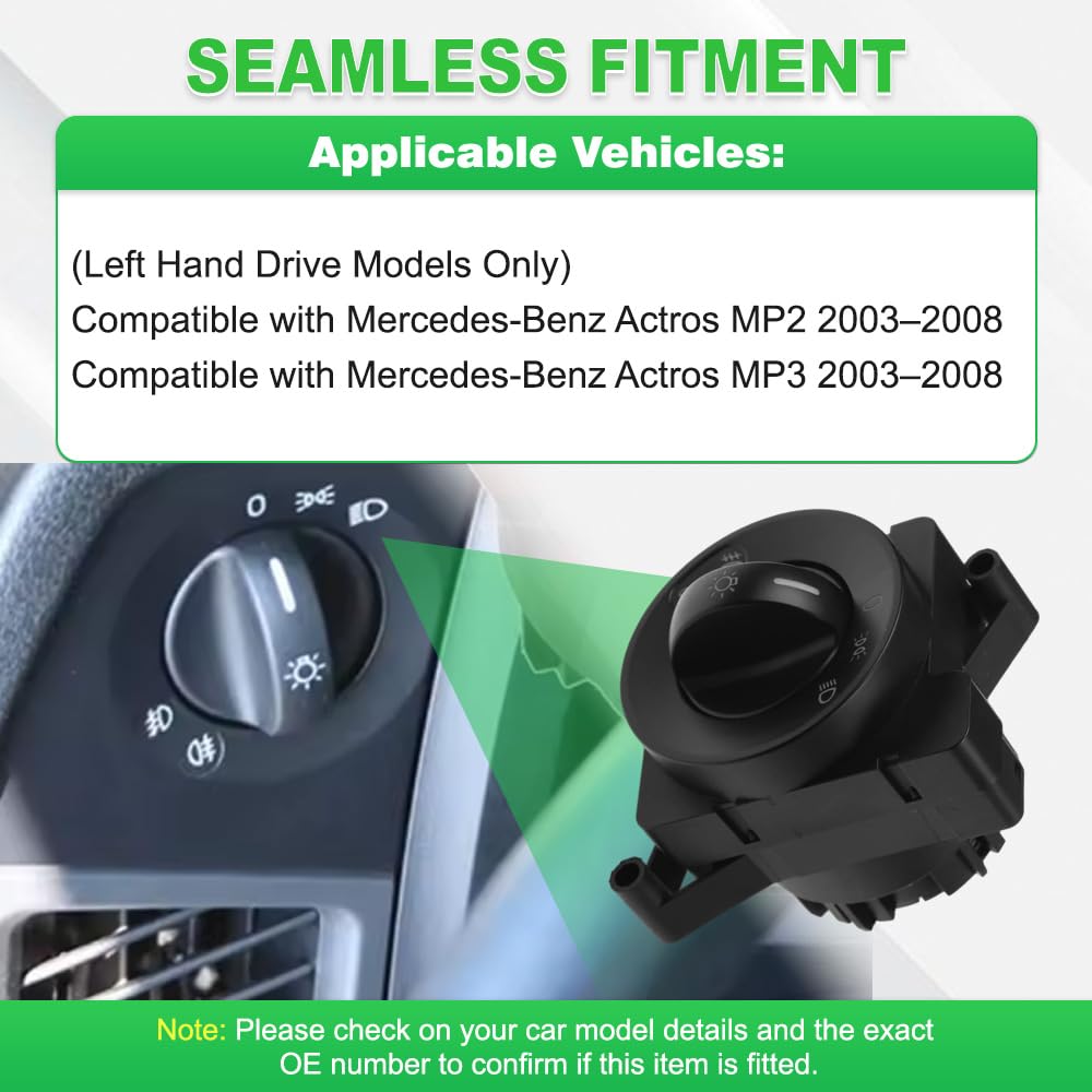 Light Fog Lamp Light Control Switch, 9435450904, A9435450904, 9435451004, with Fog Light and Without AUTO Function, Compatible with Mercedes-Benz Actros MP2 2003–2008, 1 pc, 8 Pins
