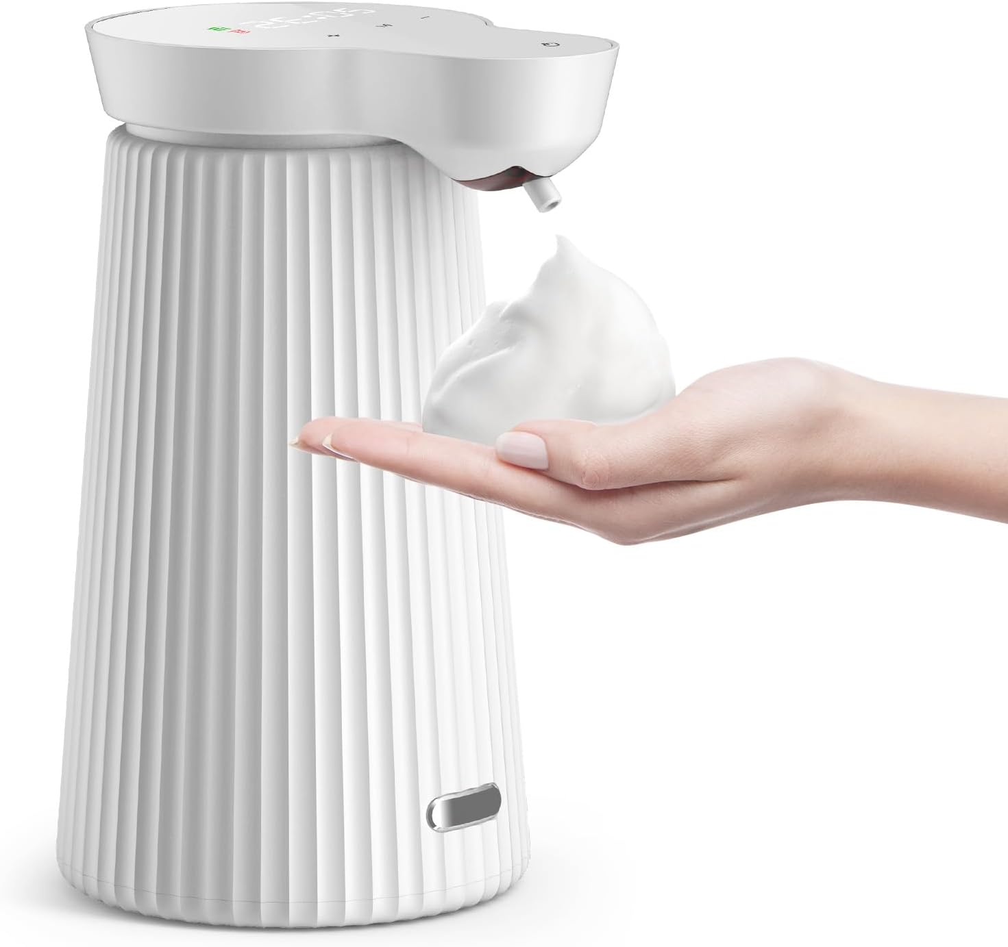 Automatic Soap Dispenser, 17oz 3-Level Automatic Foaming Soap Dispenser, Smart Display of Dispensing Level, Battery Level, Time, Low Liquid Reminder Suitable for Kitchen and Bathroom. (White)