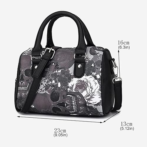 Miniatura 8 de Bolso de mano con estampado de calavera, bolso de hombro para mujer, diseño de huesos de esqueleto, bolso de lona, gótico, punk, bolso cruzado, Como