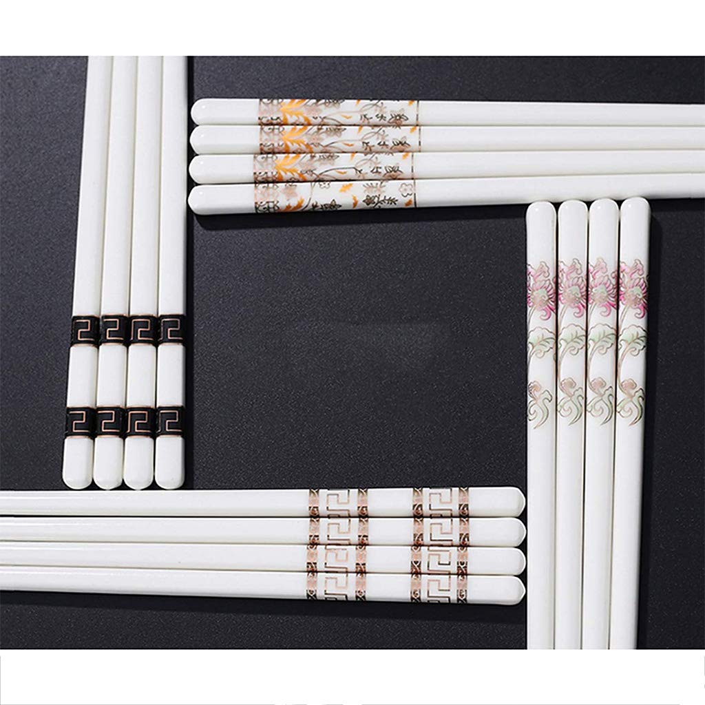 Coffret Cadeau de 10 Paires de Baguettes en Porcelaine avec étui, Baguettes japonaises réutilisables pour sushis, Baguettes Chinoises de Luxe Haut de Gamme，A