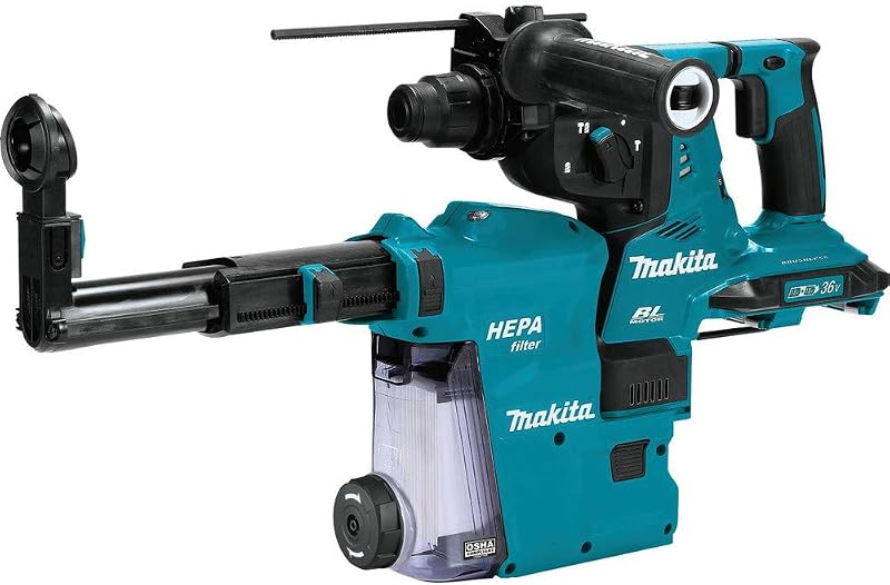 Makita XRH10ZW Martillo rotatorio inalámbrico sin escobillas LXT® de 18 V X2 (36 V) de 1-1/8" AVT®, acepta brocas SDS-PLUS con extractor, AFT®, compatible con AWS™, solo herramienta