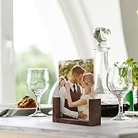 Vista 5 de PETAFLOP Portarretratos marrón de 5 x 7 pulgadas y marco marrón de doble cara