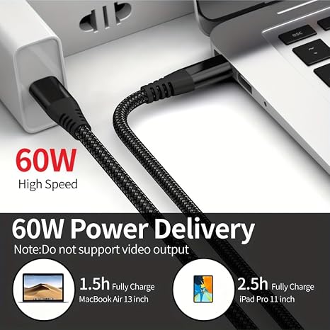 Life-Tech 60W USB-C to USB-C Nylon Braided Fast Charging/Data Cable Cord Charger (3 ft) for Rakuten Kobo Libra Colour, Clara Colour eReader