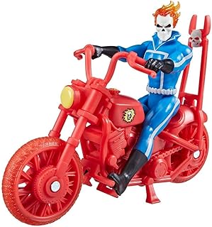 Marvel Hasbro Legends Series Retro 375 Collection Ghost Rider 9.5 CM Action Figures, Includes Vehicle, Multicolor, F6544