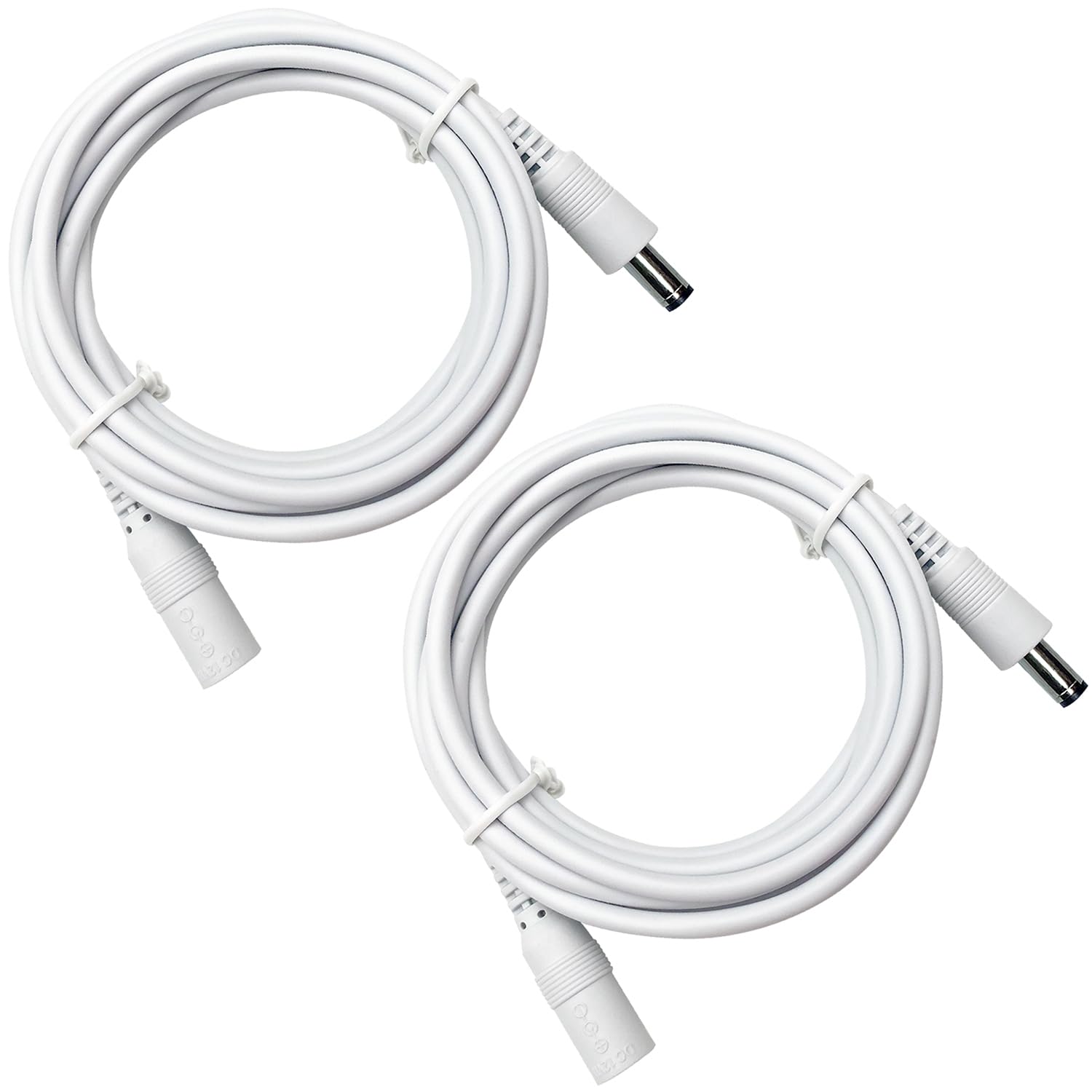 2 sztuki 2-metrowego przedłużacza zasilającego DC, najwyższej jakości, z czystej miedzi, przedłużacz zasilający DC 12 V, 5,5 mm x 2,1 mm do kamer CCTV/routerów/pasków LED i innych urządzeń - biały