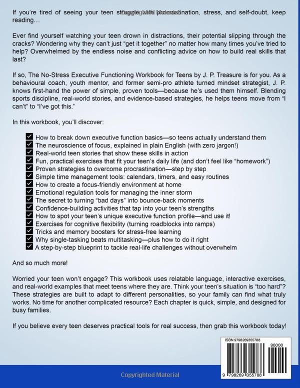 The No-Stress Executive Functioning Workbook For Teens: Simple, Proven Tools to Build Focus, Boost Confidence, and Tackle Real-Life Challenges Without Feeling Overwhelmed (No-Stress Workbooks) - Image 2