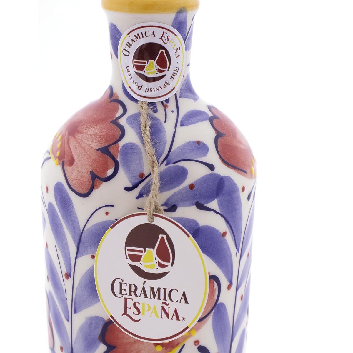 CERÁMICA ESPAÑA | Oliera Amazon | Oliera antigoccia | Oliera in ceramica | Olio artigianale - Modello M10 | 500 ml | Decorazione 100% fatta a mano | 9x9x25 cm
