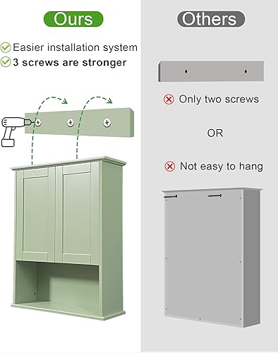 Miniatura 5 de Armario de baño, bisagra amortiguadora de montaje en pared, gabinete de almacenamiento sobre inodoro de 23 x 29 pulgadas y estantes ajustables,