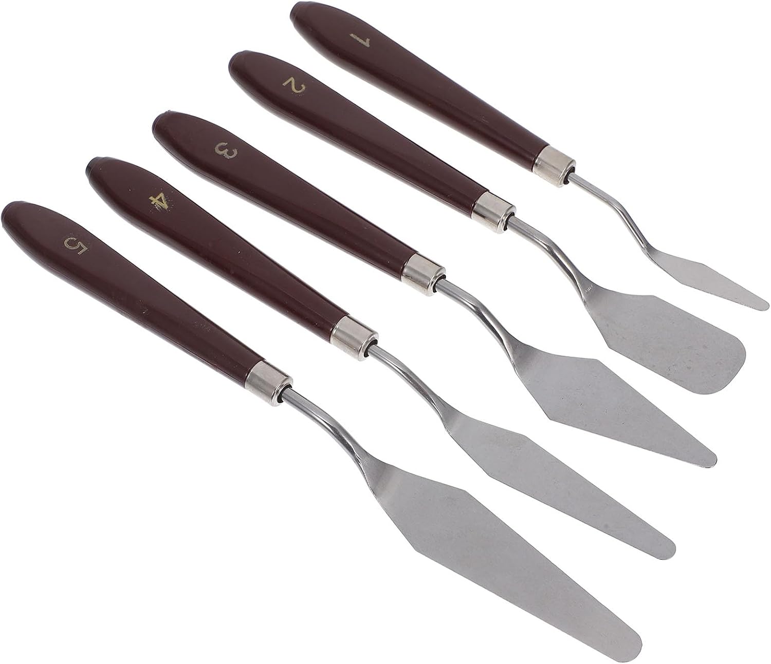 5pcs Metal Paint Scraper Set Palette Knives for Artists Acrylic and Oil Painting Mixing Spatulas Painting Accessory with Handle for Canvas and Art Supplies