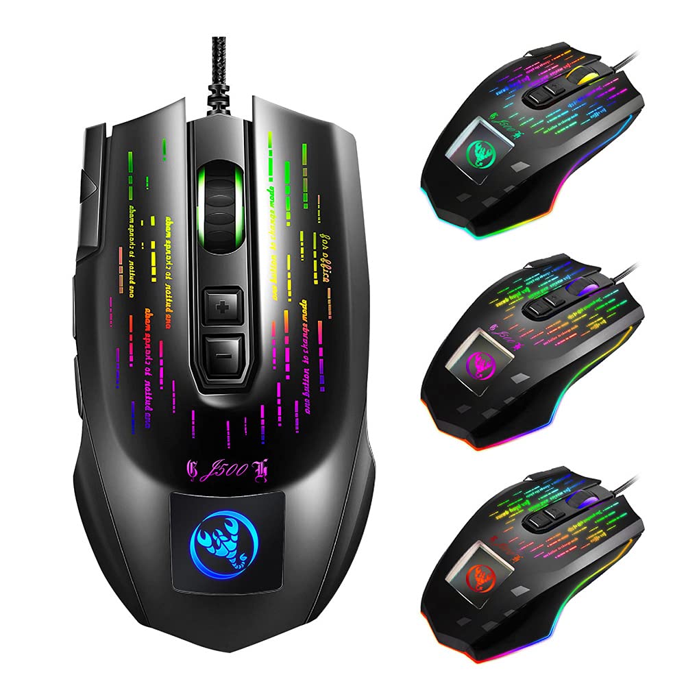 Mysz do gier z pełnokolorowym podświetleniem RGB, mysz z 6-stopniową regulacją DPI, mysz komputerowa do gier e-sportowych, mysz z wielojęzycznym sterownikiem do domowego biura Double the comfort