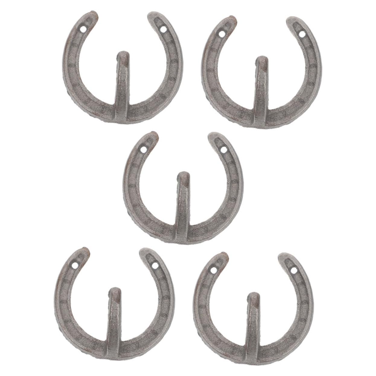 ifundom 5 Stück-pack Wandhaken in Hufeisenform aus Eisen im Retro Stil Praktische Aufhänger mit Glatter Oberfläche für Jacken und Schlüssel