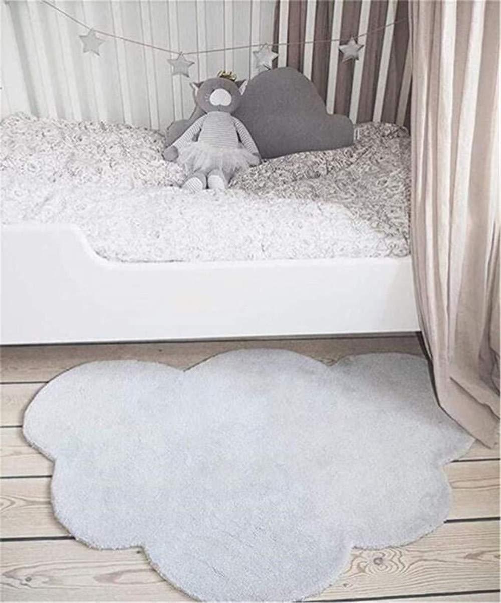 Nicole Knupfer Kinderzimmer Baumwolle Kinderteppich und Jugendzimmer Teppich Kinderzimmerteppich Wolkenform (Weiß)