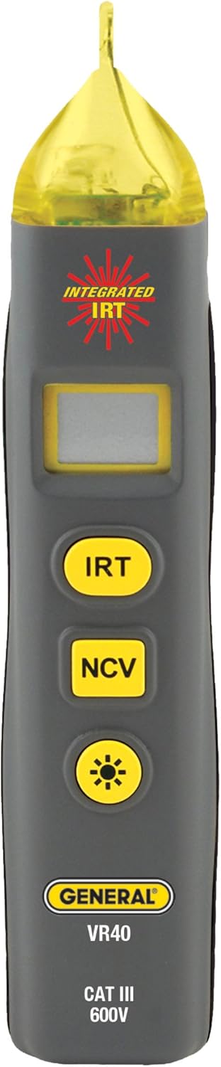 General Tools VR40 Non-Contact Voltage Detector with Adjustable Sensitivity and 4:1 Infrared Thermometer