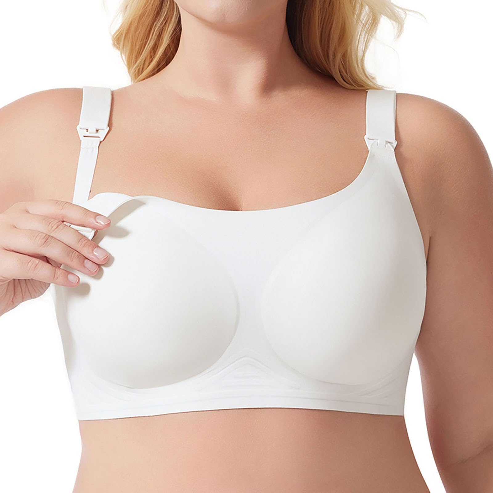 Reggiseno da Donna con Ferretto, Leggero, Semplice, Sottile, Tracolla Regolabile for Donna, Reggiseno da Allattamento for Gravidanza Cadente, Bianco, XXL