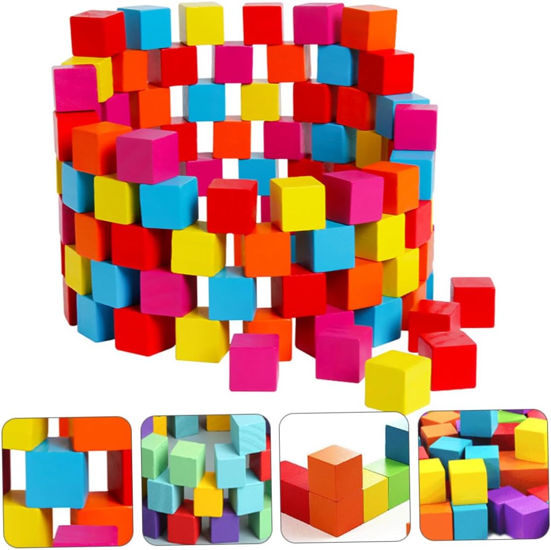 VANZACK 100PCS Colorful Cube Building Blocks Educational Stem for Early Learning Teaching Aid for Creative DIY