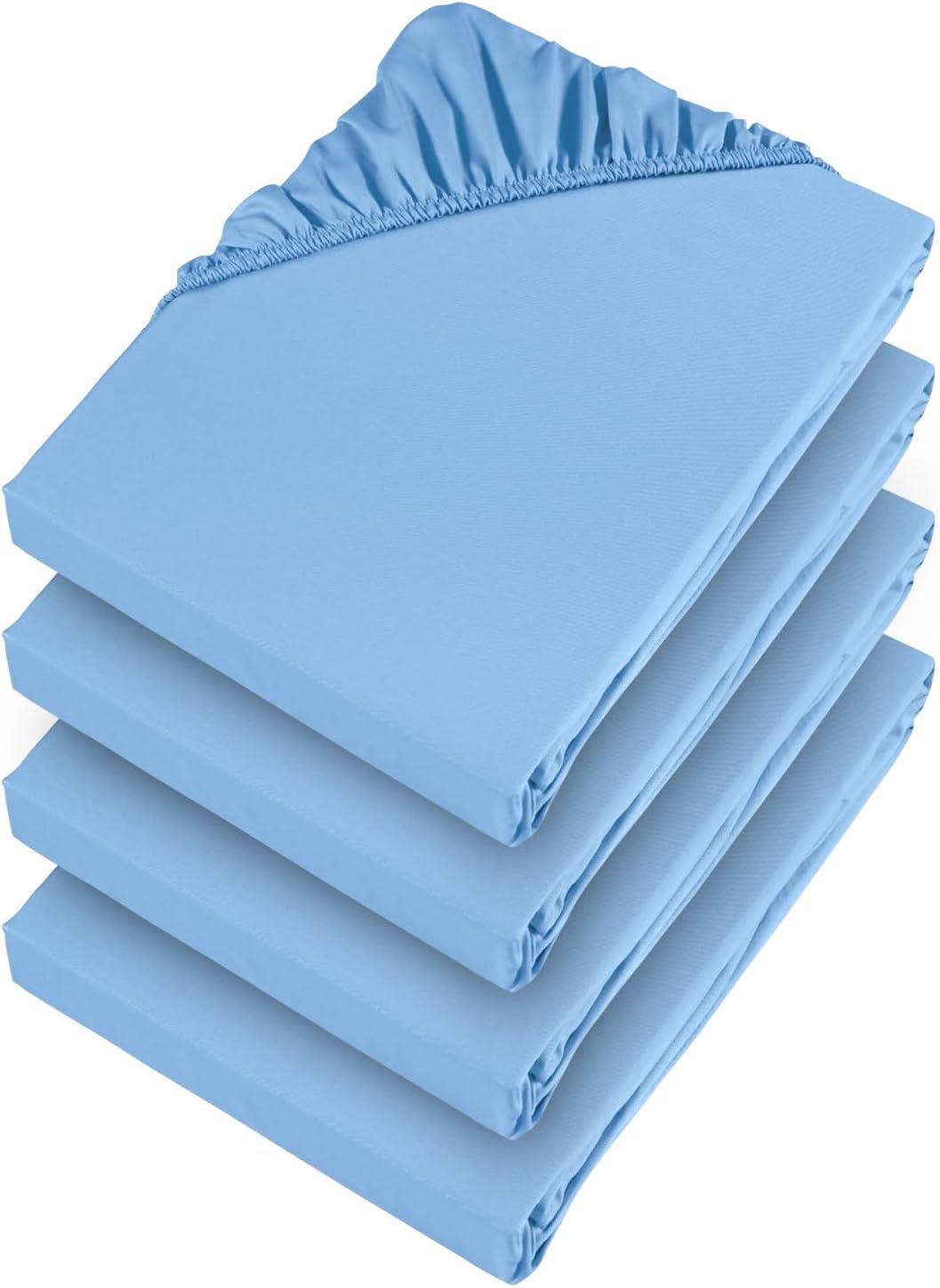 Aspire Homeware Small Double Fitted Sheet - 25cm Deep 4 Pack (Light Blue)